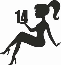 Топпер "Девушка, волосы хвост, 14 лет" ч 11*13 см